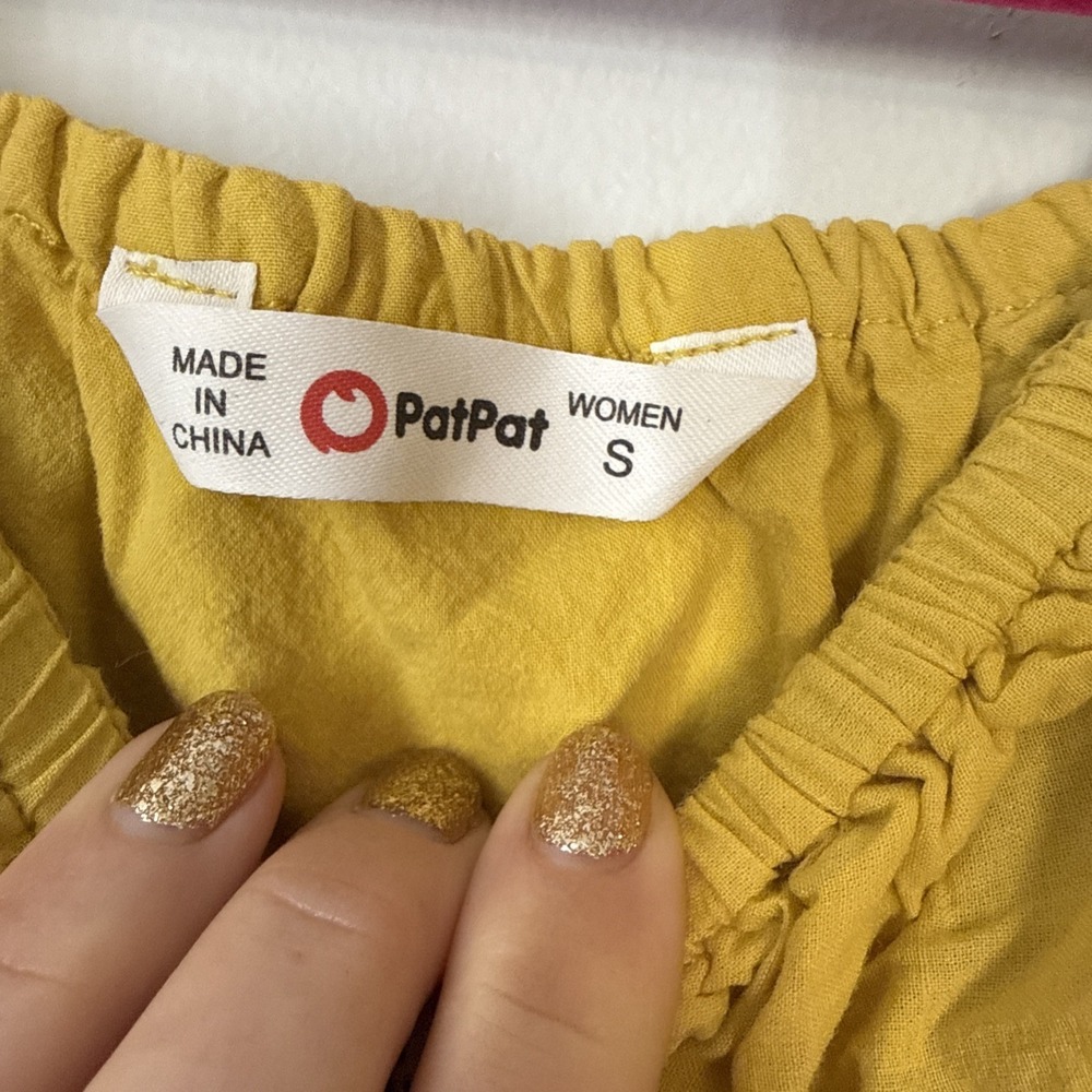 Yellow Off Shoulder Linen Dress Button Front Ruffle Summer Boho Coastal Chic S - Picture 6 of 8